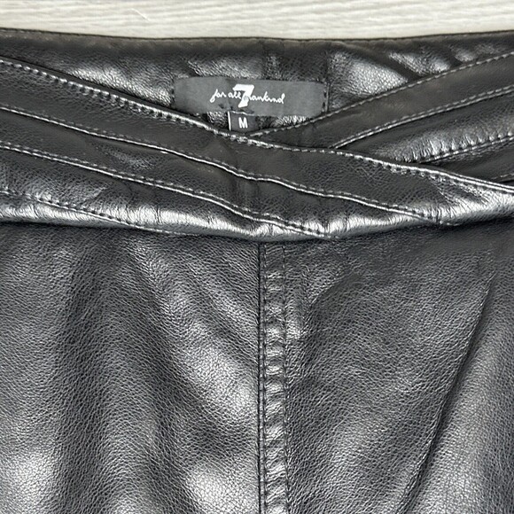 7 For All Mankind Black Faux Leather Pants Women’s M Vegan Leather Coated Jogger - Picture 4 of 15